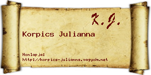 Korpics Julianna névjegykártya